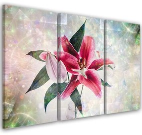 Quadro su tela 3  pannelli, Lily rosa  Dimensioni Tappeti 60x40