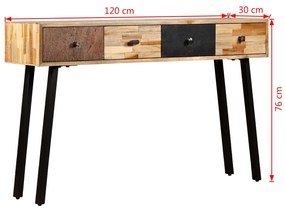 Tavolo Consolle in Legno Massello di Teak 120x30x76 cm