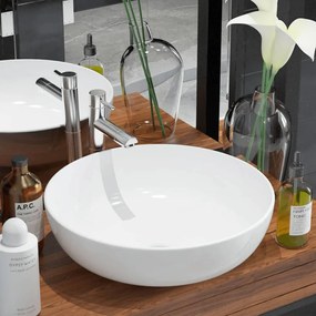 Lavandino Tondo İn Ceramica Bianca 41,5x13,5 Cm /