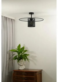 Duolla - Lampadario a plafone TOKYO RATTAN 1xE27/15W/230V diametro 50 cm nero/argento
