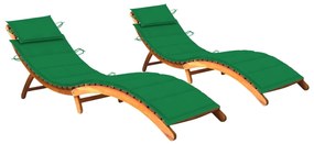 Lettini Prendisole 2 Pz Con Cuscini İn Legno Massello Dacacia /