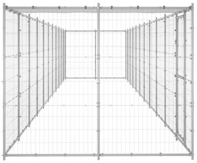 Gabbia per cani da esterno in acciaio zincato con tetto 26,62m²