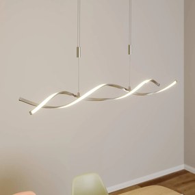 Lindby lampada LED a sospensione Auron, color nichel, metallo, dimmerabile Auron Lindby,, Alluminio / Grigio / Zincato, Soggiorno / Sala da pranzo, Plastica, Moderno