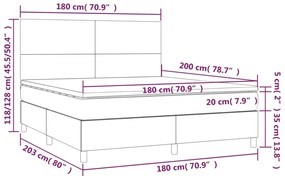 Letto a Molle con Materasso e LED Nero 180x200 cm in Velluto