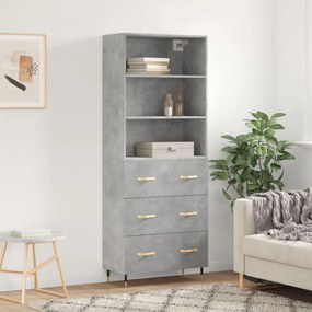 Credenza grigio cemento 69,5x34x180 cm in legno multistrato