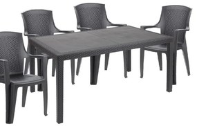 Set tavolo e sedie Prince per 4 persone,  antracite