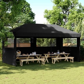 Tendone Per Feste Pieghevole Pop-up Con 3 Pareti Nero /