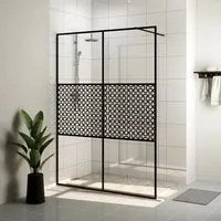 Parete per Doccia Walk-in Vetro Trasparente ESG 140x195cm Nera 151032