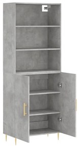 Credenza grigio cemento 69,5x34x180 cm in legno multistrato