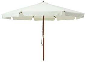 Ombrellone Da Esterno Con Palo İn Legno 330 Cm Bianco Sabbia /