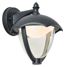 Applique da esterno smart nera con vetro trasparente con LED IP54 - Classica