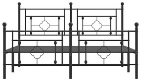 Giroletto con Testiera e Pediera Metallo Nero 150x200 cm