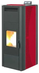 Termostufa a pellet 23.1 kW con ventilazione frontale King 24 Idro bordeaux