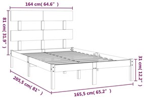 Giroletto Grigio in Legno Massello 160x200 cm