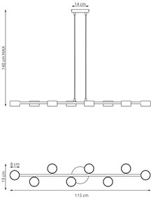 Lampadario Minimal Afrodite Acciaio Nero 8 Luci Gx53 Ip20