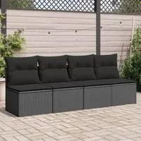 Divano da Giardino con Cuscini a 4 Posti Nero in Polyrattancod mxl 87717