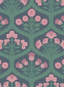 Cole & Son Carta da parati Floral Kingdom - Rose & Forest on Charcoal