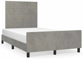 Giroletto con testiera grigio chiaro 120x190 cm in velluto