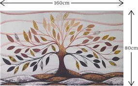 Quadro tela moderno 80x160 cm Albero Della Vita con dettagli in argento e oro