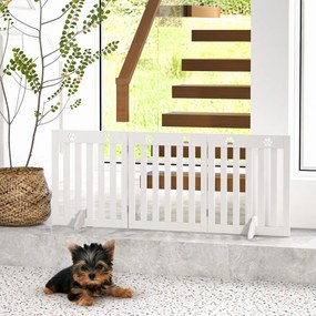 Costway Cancello di legno per animali domestici, Cancello pieghevole con cerniere flessibili a 360° e 3 pannelli, Bianco