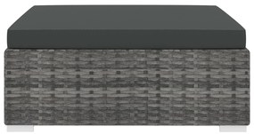 Poggiapiedi modulare 1 pz con cuscino in polyrattan grigio