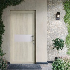 Portoncino d'ingresso DOLCETTI in PVC pannello bugnato mod.330 L 90 x H 210 cm in PVC quercia polacca, apertura spingere a destra, falso telaio non incluso