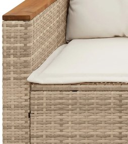 Set divano da giardino 5 pz con cuscini beige polyrattan acacia