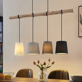 Lampada a sospensione Lindby Hinai, nero/grigio/bianco, tessuto, 116cm