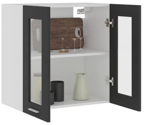 Armadio Sospeso con Vetro Grigio 60x31x60 cm in Truciolato