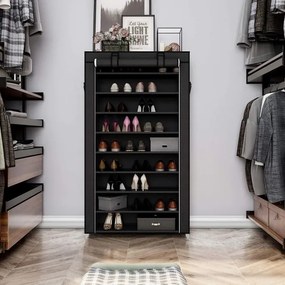 Armadio in tessuto con ripiani MATIS 88x160 cm nero