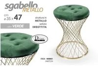 Sgabello trendy verde con struttura oro 35 x 47 h