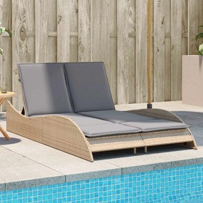 Lettino Prendisole Con Cuscini Beige 114x205x73 Cm Polyrattan /