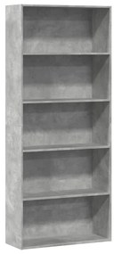 Libreria Grigio Cemento 80x30x189 Cm İn Legno Multistrato /
