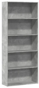 Libreria Grigio Cemento 80x30x189 Cm İn Legno Multistrato /