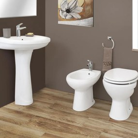 Coppia sanitari distanziato scarico a parete lake bianco lucido WC: P 55 x L 38 x H 56 cm, bidet: P 60 x L 38.5 x H 24 cm