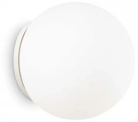Ideal Lux -  Applique MAPA AP1 D30  - Grande e sferica applique bianca, con diffusore in vetro soffiato e acidato. Design italiano. Finitura: nickel satinato.