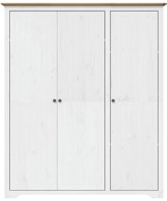 Armadio bodo 146x53,5x173 cm legno massello pino bianco marrone