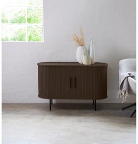 Cassettiera marrone con effetto rovere con ante scorrevoli 120x76x45 cm Nola – Unique Furniture