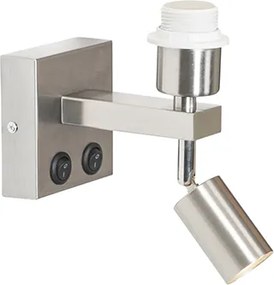 Applique moderna in acciaio con luce di lettura - Brescia