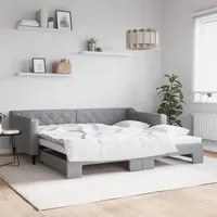 Divano Letto con Letto Estraibile Grigio Chiaro 100x200 Tessuto 3197431