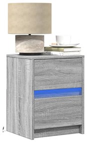 Comodini Con Luci Led 2pz Grigio Sonoma İn Legno Multistrato /