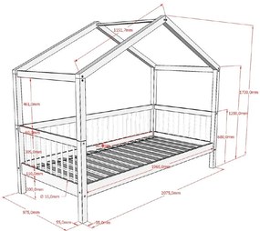 Letto per bambini in rovere colore naturale con letto estraibile 90x200 cm Forrest - Vipack