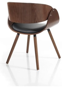 Sedia da pranzo nera/marrone scuro in imbottito con braccioli Visby Evo – Tomasucci