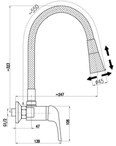 RAV Slezák SA002.5/13 - Miscelatore per lavello SAZAVA 32,3 cm nero/cromo lucido