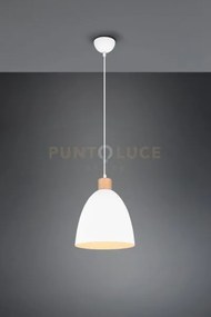 Jagger sospensione cono metallo bianco e legno d.25cm 1 luce attacc...