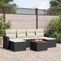 Set Divani da Giardino con Cuscini 7pz Nero Polyrattan 3256574