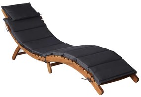 Lettino Prendisole Con Cuscini Grigio Scuro İn Legno Di Acacia /