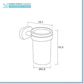 Portaspazzolini bagno a muro in acciaio inox e vetro Gedy serie Bernina
