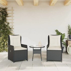 Sedie da giardino reclinabili 2 pz nere in polyrattan
