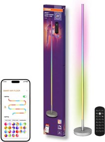 Osram - Lampada da terra LED RGBW dimmerabile SMART+ MAGIC LED/11,5W/230V argento Wi-Fi+telecomando